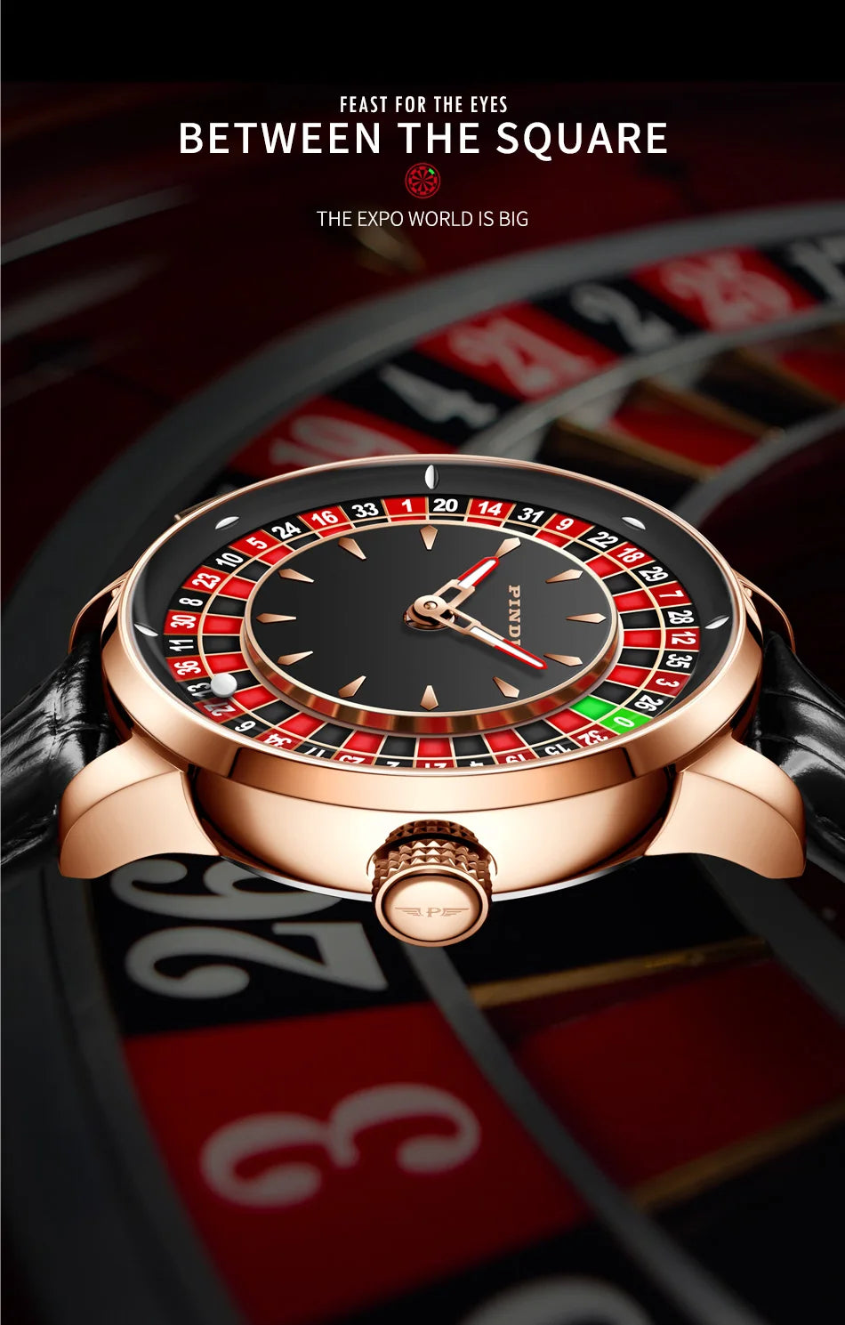 Pindu Gambling Dish Series Full Automatic Mechanical Watch for Men European Roulette Game Sports Fun Design Party Watch