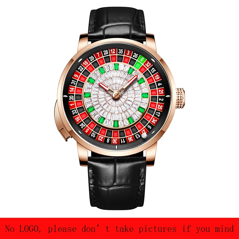 Pindu Gambling Dish Series Full Automatic Mechanical Watch for Men European Roulette Game Sports Fun Design Party Watch