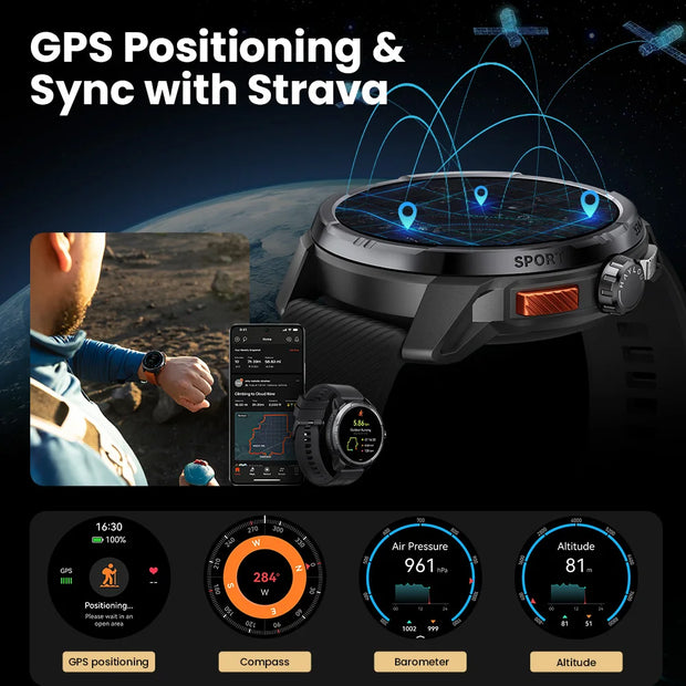 HAYLOU Solar Ultra GPS Smart Watch 1.6” AMOLED Display 60Hz Refresh Rate Bluetooth Calls 5ATM Water Resistance Sports Smartwatch