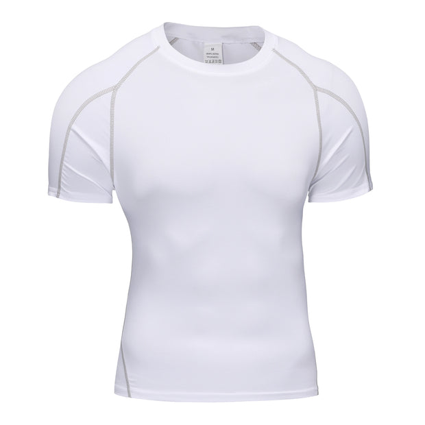 Men's Running T Shirt Summer Sportswear Skinny T-shirt Gym Fitness Sport Tops Tee Elastic Athletic Tights Compression Shirts Men