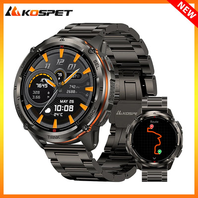 KOSPET TANK T3 Ultra 2 GPS Smart Watch Men Compass Altimeter Barometric 60 Days Battery 5ATM IP69K Waterproof AMOLED BT Call