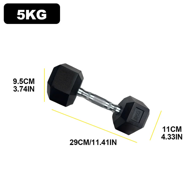 2pc 2.5kg/ 5kg/7.5kg Hexagon Dumbbells Gym Weights for Exercise Dumbbell Men's Fitness Equipment Home Ladies Rubber Dumbbells