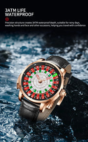 Pindu Gambling Dish Series Full Automatic Mechanical Watch for Men European Roulette Game Sports Fun Design Party Watch