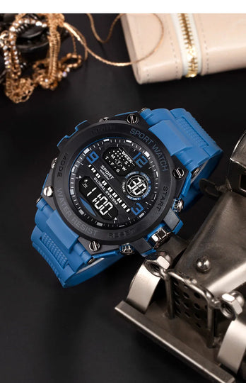 Top Luxury Electronic Watch for Man Outdoor Sport Watch Stopwatch Waterproof Calendar Digital Clock 24355