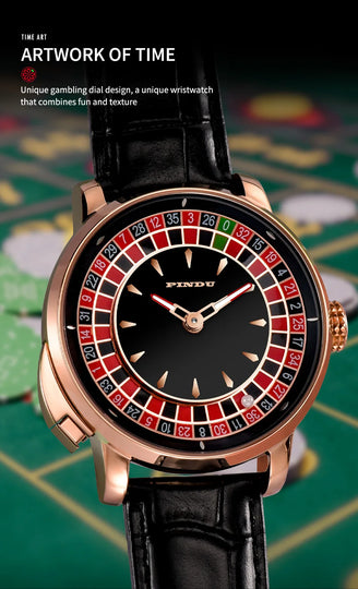 Pindu Gambling Dish Series Full Automatic Mechanical Watch for Men European Roulette Game Sports Fun Design Party Watch