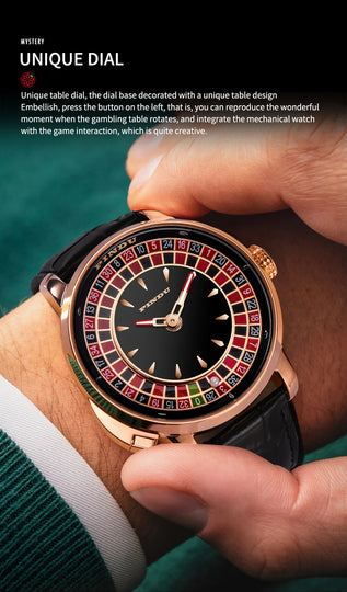 Pindu Gambling Dish Series Full Automatic Mechanical Watch for Men European Roulette Game Sports Fun Design Party Watch