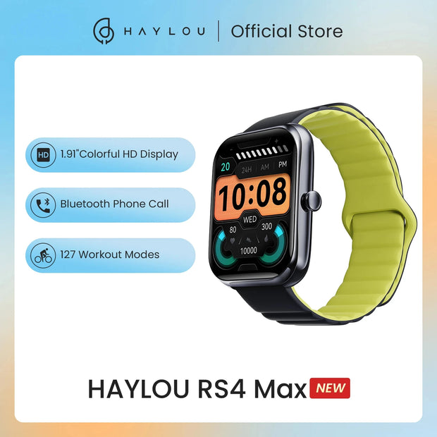 HAYLOU RS4 Max Smart Watch 1.91" HD Display Bluetooth Phone Calls Smartwatch 127 Sports Modes 9 Days Battery Life Watch for Men