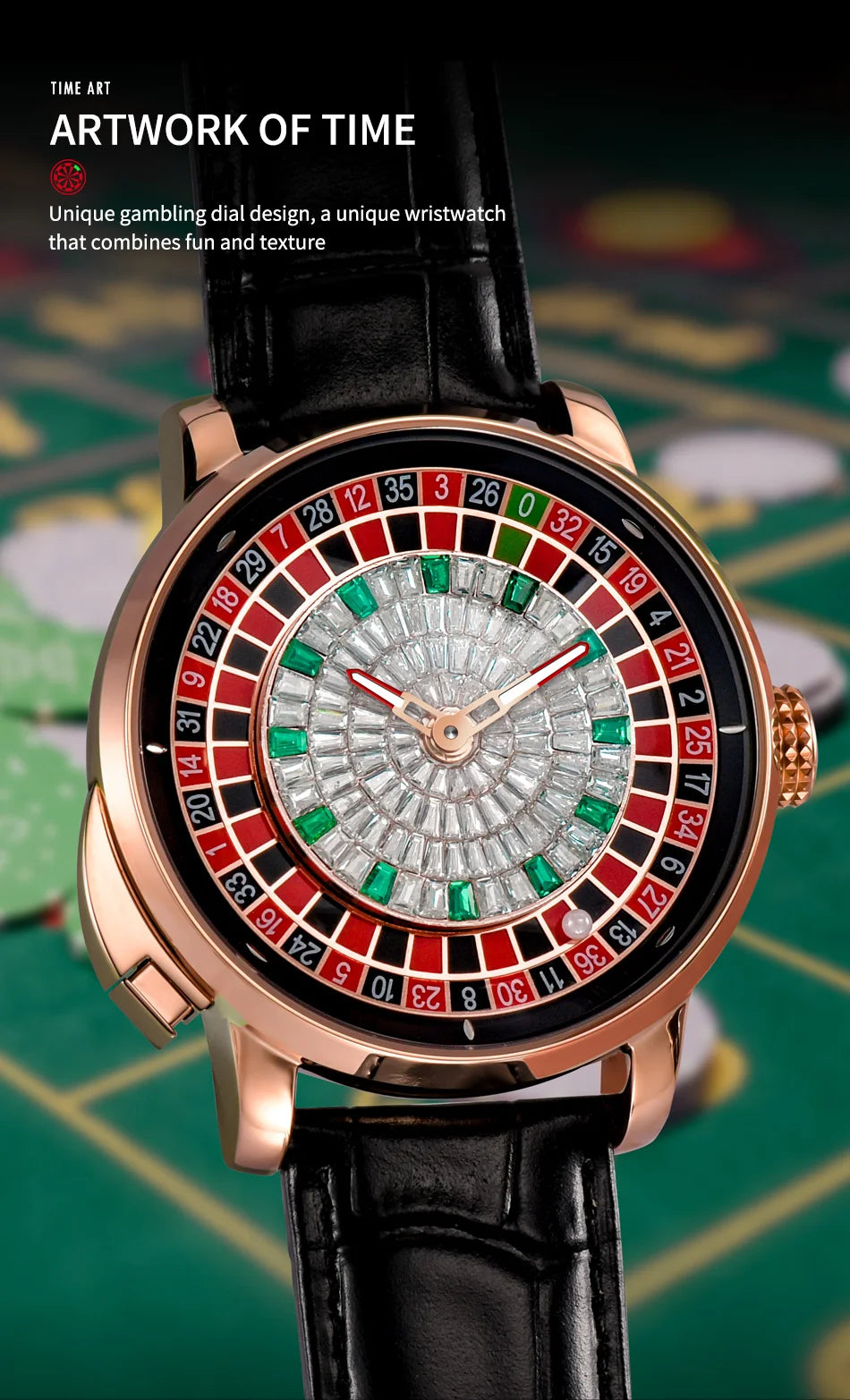 Pindu Gambling Dish Series Full Automatic Mechanical Watch for Men European Roulette Game Sports Fun Design Party Watch