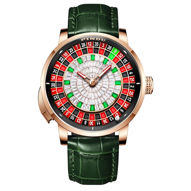 Pindu Gambling Dish Series Full Automatic Mechanical Watch for Men European Roulette Game Sports Fun Design Party Watch