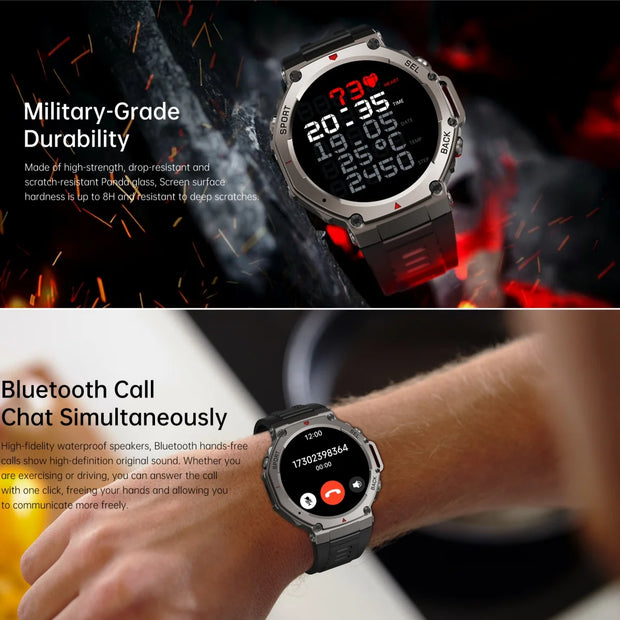 Military Smart Watch T-Rex 3 Bulit-in GPS Compass Altimeter Barometric 5ATM IP69K Waterproof AMOLED Bluetooth Call Smartwatch