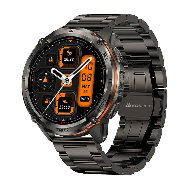 KOSPET TANK T3 Ultra 2 GPS Smart Watch Men Compass Altimeter Barometric 60 Days Battery 5ATM IP69K Waterproof AMOLED BT Call