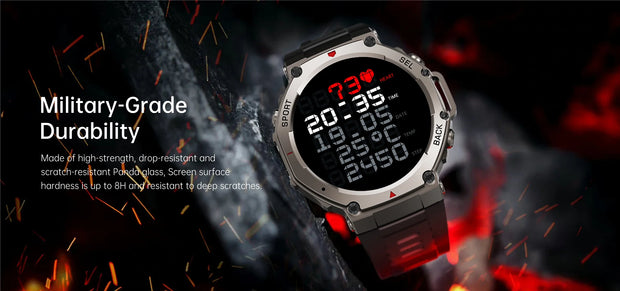 Military Smart Watch T-Rex 3 Bulit-in GPS Compass Altimeter Barometric 5ATM IP69K Waterproof AMOLED Bluetooth Call Smartwatch