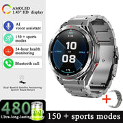 YTOM X2 GPS 3ATM Waterproof SmartWatch with Compass 1.43inch Amoled HD Round Screen Sports Smart Watch for Men women