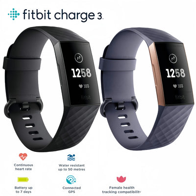 Fitbit Charge 3 Fitness Activity Tracker - Advanced Health & Fitness Tracker for Men & Women Heart Rate Monitor Exercise Tracker