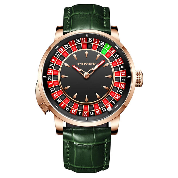 Pindu Gambling Dish Series Full Automatic Mechanical Watch for Men European Roulette Game Sports Fun Design Party Watch