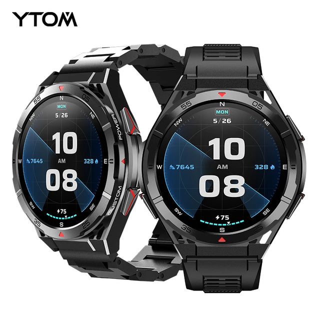 YTOM X2 GPS 3ATM Waterproof SmartWatch with Compass 1.43inch Amoled HD Round Screen Sports Smart Watch for Men women