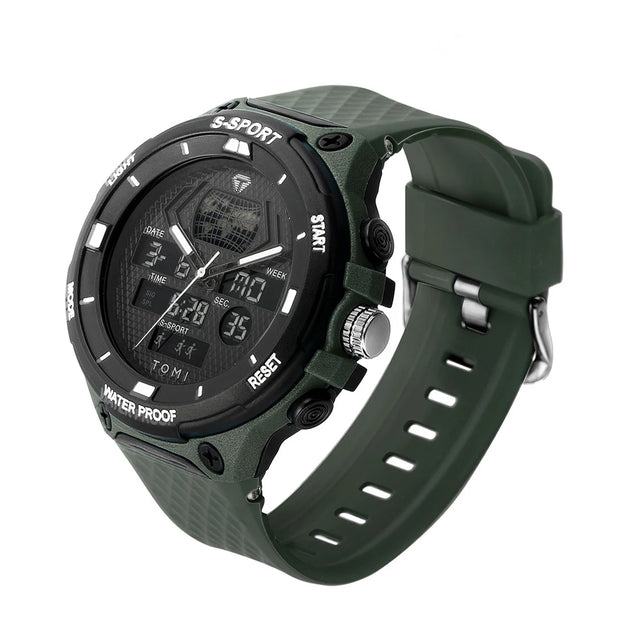 TOMI Men's Sports Watch Multi functional 30M Waterproof Outdoor Sports Electronic Watch Student Military Watch