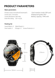 NEW Arrival 4G Full Netcom Android Smartwatch 1.95 inch Amoled Spherical Screen 256GB Storage GPS WIFI Download Smart Watch H19