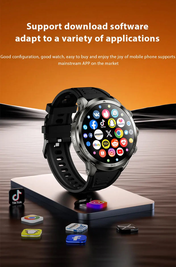 NEW Arrival 4G Full Netcom Android Smartwatch 1.95 inch Amoled Spherical Screen 256GB Storage GPS WIFI Download Smart Watch H19