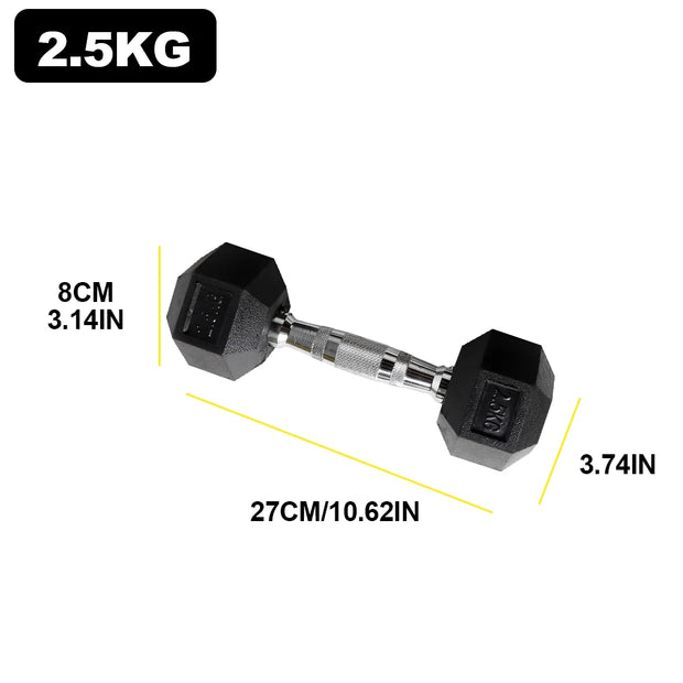 2pc 2.5kg/ 5kg/7.5kg Hexagon Dumbbells Gym Weights for Exercise Dumbbell Men's Fitness Equipment Home Ladies Rubber Dumbbells